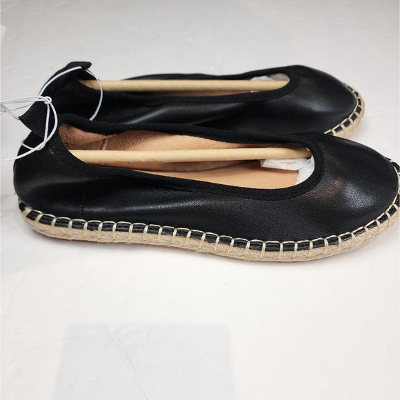 New Black Espadrille Ballet Flats Womens Black Cushion Comfort Slipons Size 6 - Picture 6 of 12